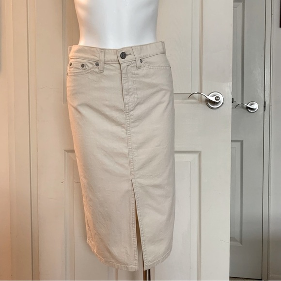 Gap Y2K Cream High Slit Front Denim Skirt - Picture 1 of 10
